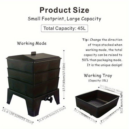 Worm Composting Bin 3-Tier Waste Converter 2