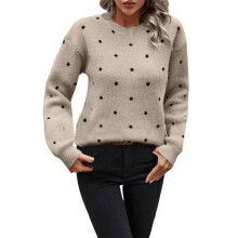 Pulls à pois pour femmes, manches longues, col rond, en maille