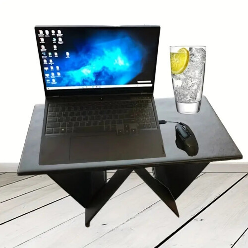 Portable Folding Student Study Table - Black PU Leather 2