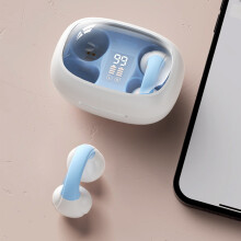 Trådlösa Bluetooth-klämmor med benledning, öppna öronhörlurar med laddningsfodral, IPX5-svettsäkra sporthörlurar för löpning och gym
