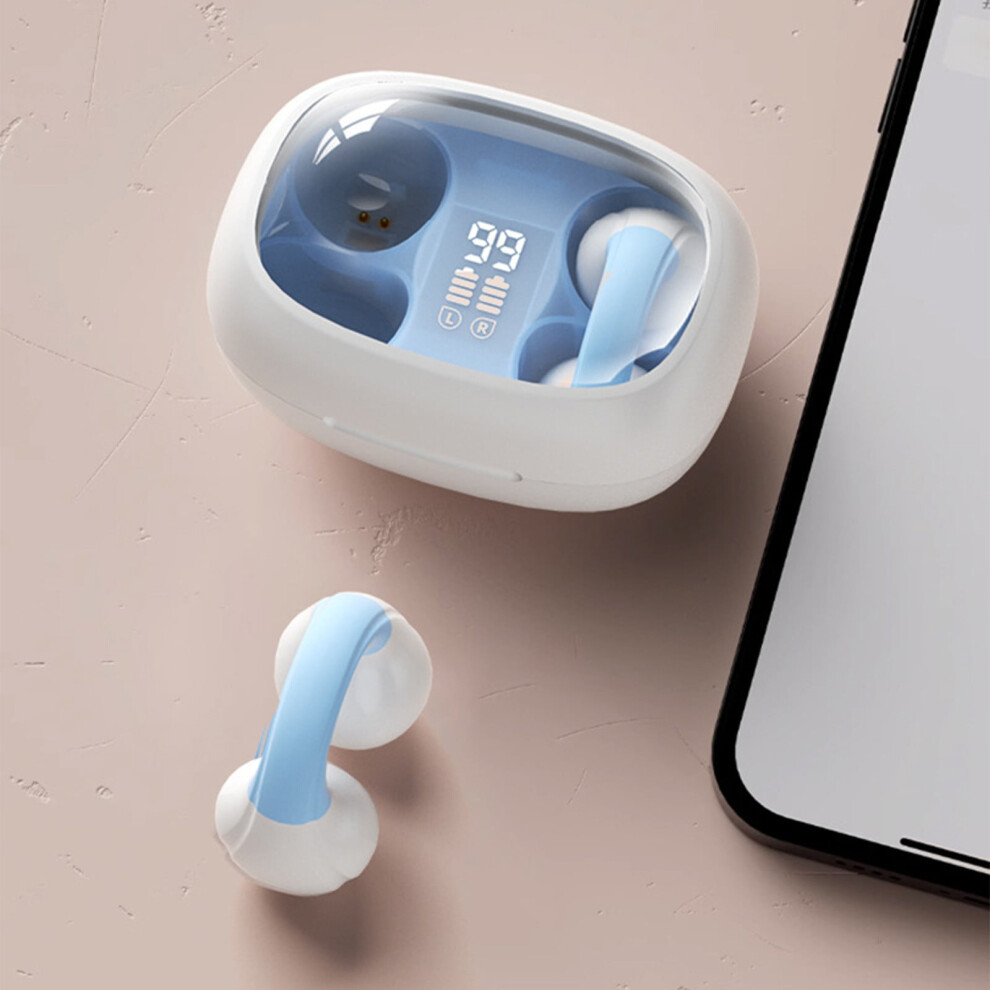 Wireless Bluetooth Clip On Bone Conduction Earphone, Open Ear Headphones With Charging Case, Ipx5 Sweatproof Sport Earphones For Running And Gym 9065194392332
