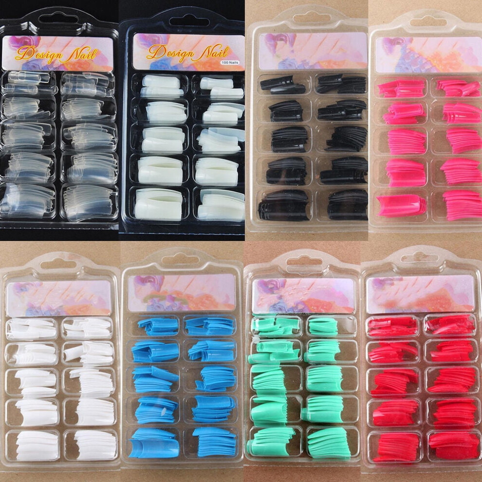100Pcs DIY Acrylic Gel French Nail Art Colored French Tips False Nail Tips