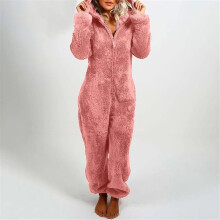 Pijama macacão feminino plus size em fleece com capuz de orelhas de gato