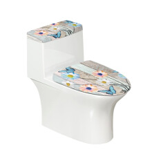Ensemble de 2 couvercles de couvercle de toilette à motif de marguerites et papillons, réglables (15-21 pouces), compatibles avec la plupart des