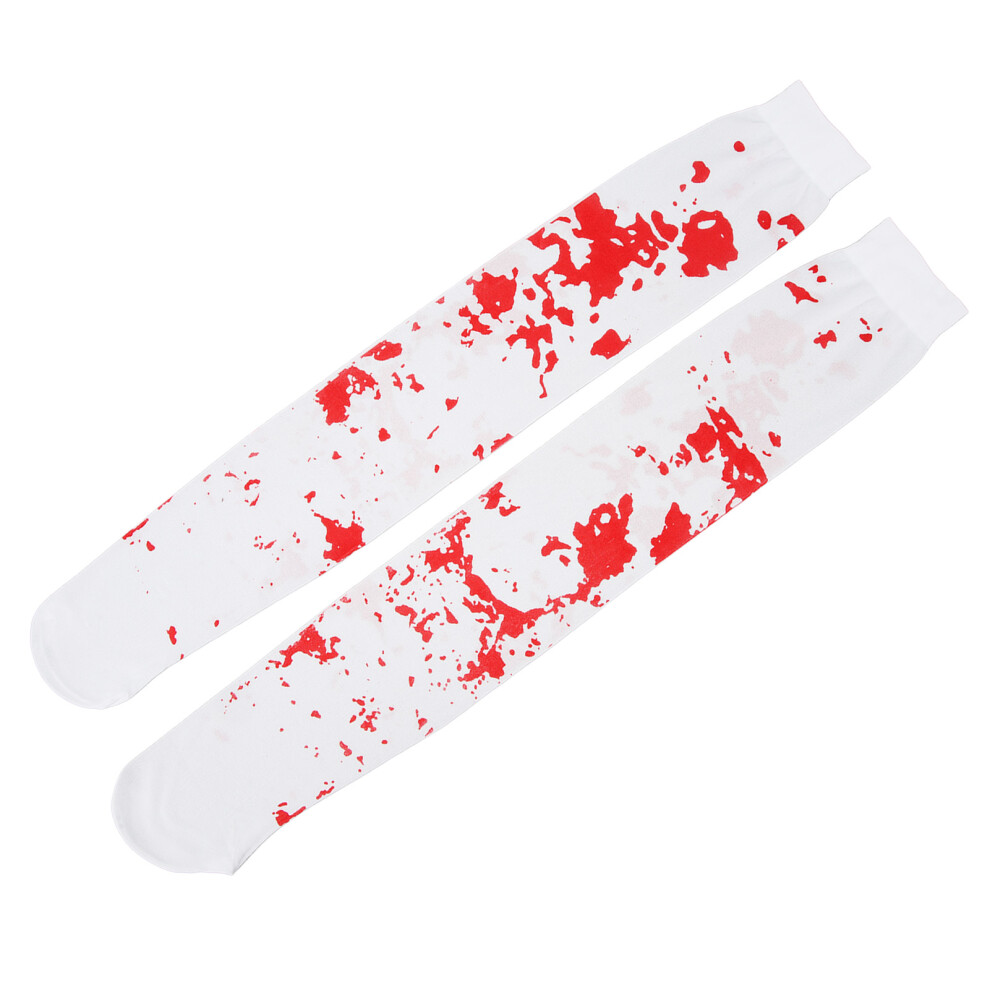 High Long Bloody Stockings with Blood Stains for Halloween Cosplay Accessory