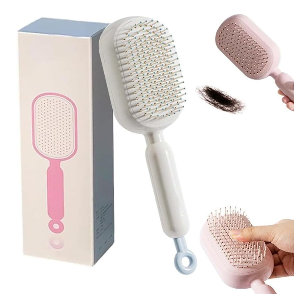 Unisex Retractable Cushion Massage Comb, 7.87" Self-Cleaning Hair Brush With Air Cushion, Detangling & Anti-Static