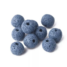 Runde, bunte Lavasteinperlen (6 mm, 8 mm, 10 mm, 12 mm, 14 mm, 16 mm), lose, tiefblau, 16 mm, 10 Stück