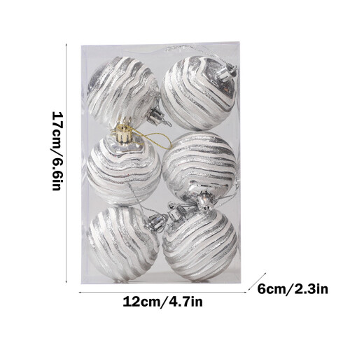 Christmas Balls Shatterproof Silver 2.36 Inch 6 Pcs 2