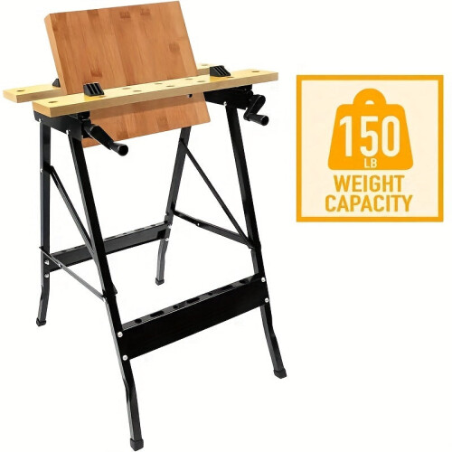 Folding Woodworking Workbench Tool Table with Storage 1