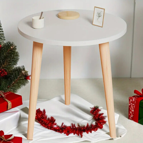 Minimalist Round White Coffee Table - Small and Space-Saving 2