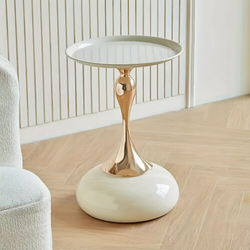Round Side Table for Living Spaces (White) 2