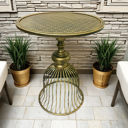 Round Metal Table Courtyard Antique Bronze 2