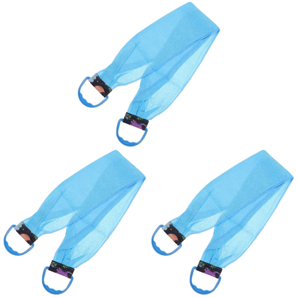 Happyyami Blue 3Pcs Bath Back Scrubber Towels Exfoliating Shower Cleaning Cloths