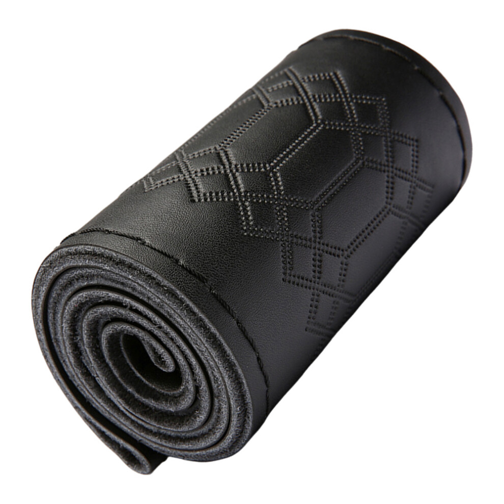 Hand-Sewn Leather Steering Wheel Wrap With Embossed Pattern, Includes Needles & ThreadsâCompatible With Most Cars. 9065194394343