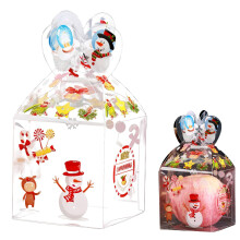 Boîte à bonbons de Noël transparente avec poignée, élégante et haut de gamme, 8,5 x 8,5 x 8,5 cm, idéale pour bonbons, chocolats, biscuits et