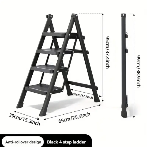 Metal Step Ladder with 4-Step Storage Rack 2