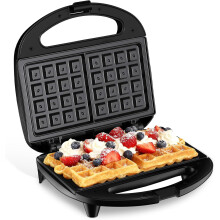 Dual Non-Stick Belgian Waffle Maker, 750W, Auto Temp Control, LED, Cool-Touch Handle, Easy Clean