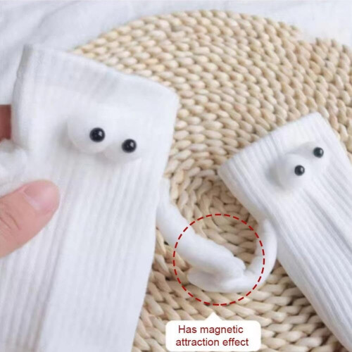 Magnetic Holding Hands Socks White 2 Pairs 1