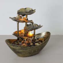 Golden Desktop Waterfall Ornament Table Fountain for Home Office Relaxing Decor