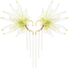 Elf Ear Cuffs for Mermaid/Fairy Cosplay – No-Piercing Blue Auricular Fins with Pearl Tassel, Compatible with Renaissance, Halloween, Christmas