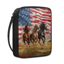 American Flag Horse Print Bible Case – Large Portable Cover for Men & Women, Christian Gift, Compatible with Standard Bibles