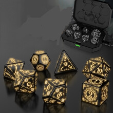 Wireless LED Dice Set of 7, USB Rechargeable with Charging Box, Compatible with D&D, Luminescent Tabletop Gaming Dice