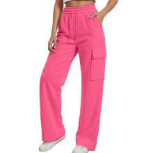 Girls' Solid Cargo Pants with Side Pockets, Elastic Waist & Drawstring – Casual Trousers for Daily Wear, Outdoor, School – Compatible with Young