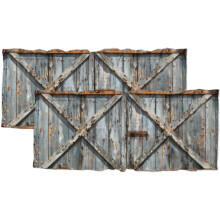 Rustic Wooden Barn Door Kitchen Curtain Valances Old Farmhouse Country Window Treatment for Living Room Bedroom Bathroom 54 by 18 in, 2 Panel