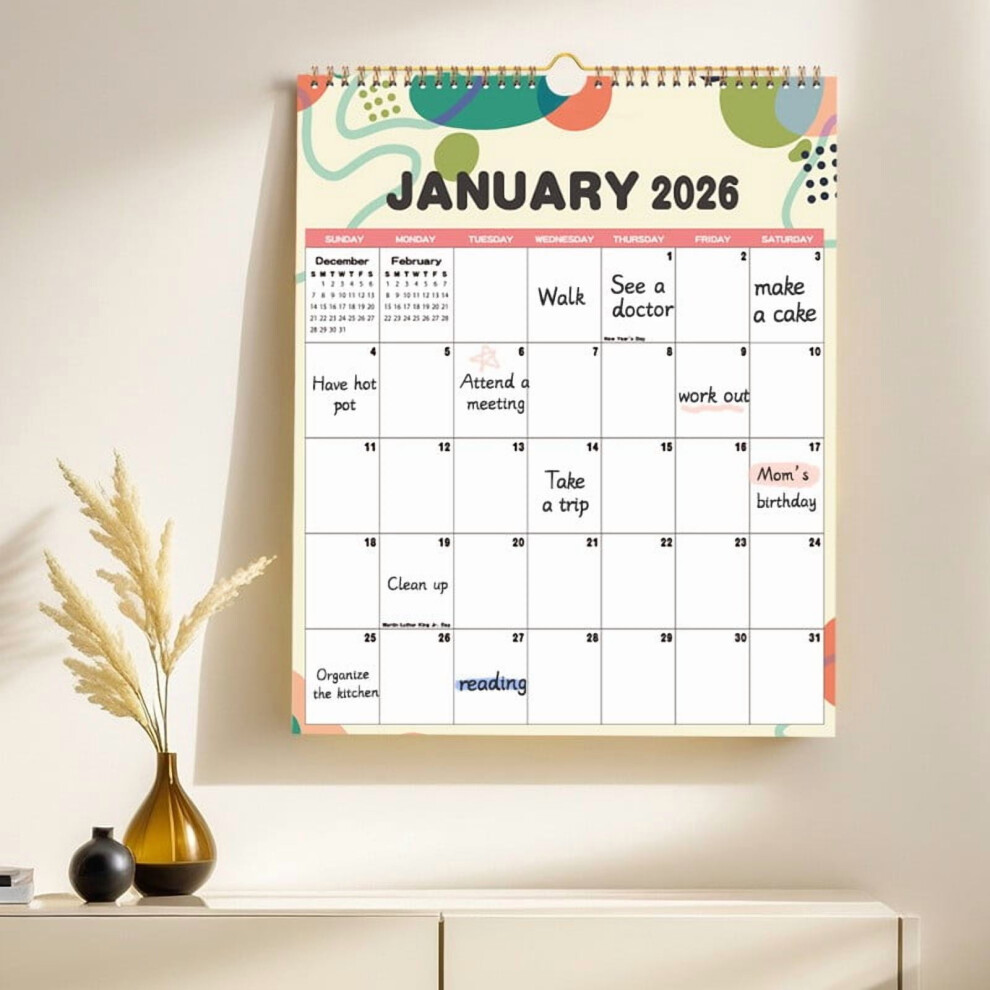 2026 12-Month Large Wall Calendar (12"x15") – Jan–Dec 2026, Spiral Bound, Thick Paper – Ideal for Office & Home Planning-image-OPC-PSBXWG6-NEW
