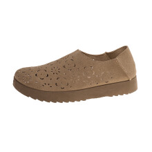 Khaki Women's Casual French Low-Cut Flat Slip-Ons, Breathable Round Toe PU Flats, Size 39 EU (9.65"), 1pc, No Box