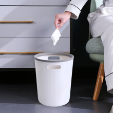 AuroraX Small Round Trash Can with Removable Liner Ring, White Minimalist Plastic Bin for Dorm, Living Room, Bathroom & Kitchen