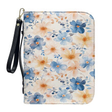 Vintage blomsterprintet bibelomslag i PU-læder til kvinder og mænd, XL, kompatibel med de fleste bibler, aftagelig håndledsrem