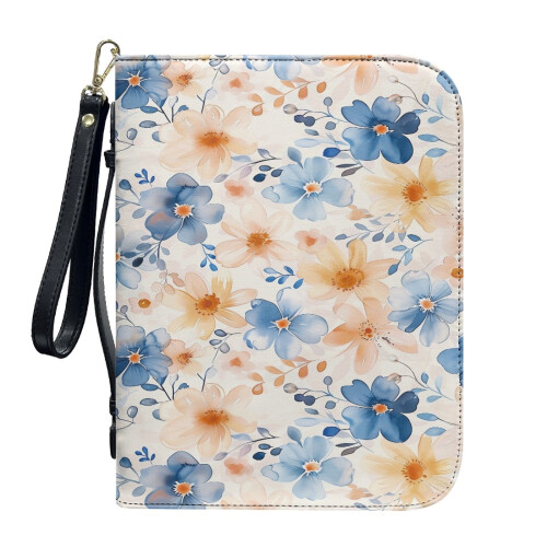 PU Leather Bible Cover with Wristlet Strap – Large
