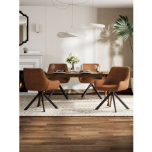 (Brown, Set of 4) GOEURVANT Swivel Dining Chairs