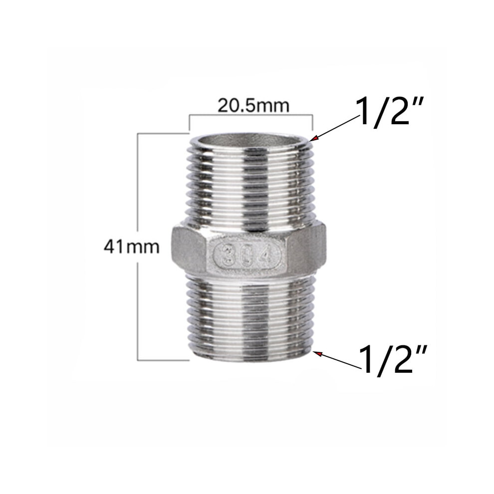 1/2"304 Stainless Steel Double Bspt Male Threaded Tubing Joints Reducing Pipe Connector Dn10 Dn15 Dn25 9170372253364