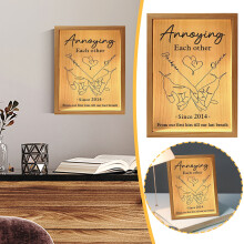 Lightweight Custom Photo Frame with Night Light & Acrylic Plate – DIY Desktop Decor for Anniversaries/Weddings, Light Brown, 5.97.8'', Compatible