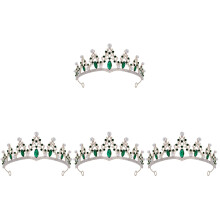 4Pcs Wedding Crowns for Women Green Rhinestone Bridal Hair Accessories