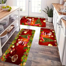 Christmas Cookies Tree Red Color Floor Mat Home Kitchen Non-slip Mat Merry Christmas Decoration for Home Happy New Year 2026