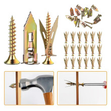 60 PCS Self-Drilling Drywall Anchors Kit: 30 Steel Anchors + 30 Zinc Screws for 3/8"–5/8" Walls, No-Drill Install, High Strength for TVs, Shelves,