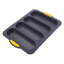 4 Slot French Loaf Bread Mold Silicone Baking Pan Tray Non Stick