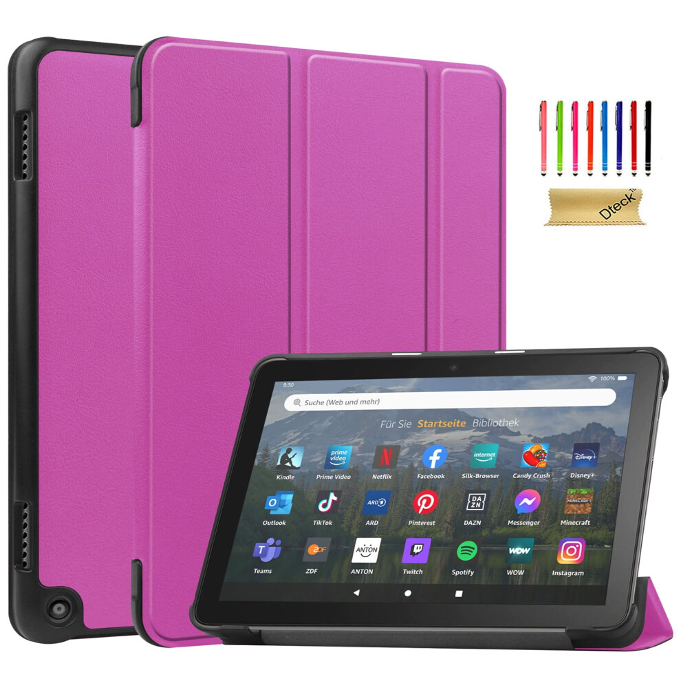 Slim Folding Stand Case For Amazon Kindle Fire Hd 8 & 8 Plus (12Th/10Th Gen, 2022/2020), 8", Auto Wake/Sleep, Purple 9130661042758