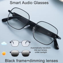 Smart Glasses with Auto-Dimming Lenses, Wireless Audio, Anti-Blue Light, Metal Frame - Unisex Fashion Eyewear for Driving & Indoor Use