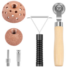 6 Pcs Tire Patch Repair Tool Kit Including Tire Patch Roller Scraping Cutter 2 Grinding Heads and 2 Connecting Rods for Car Truck Tractor