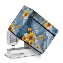 Sunflower Marble Stripe Sewing Machine Cover with Pockets – Easy-Clean Dust Cover, Compatible with Most Machines