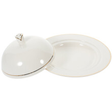 Ceramic Tableware Set White Gold Round 11.8x6.1x4.1 in