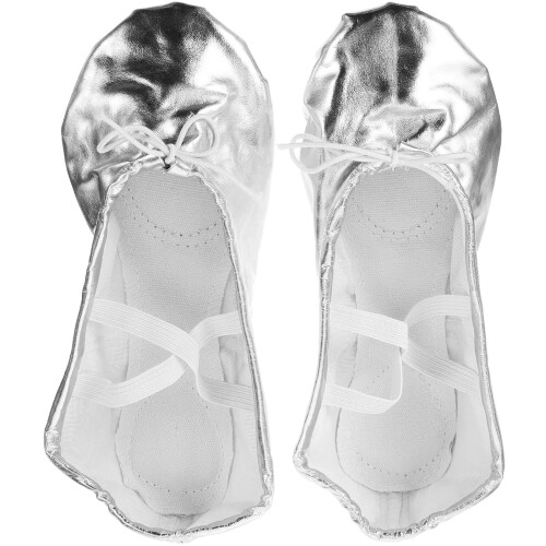 3Stk Silber Ballettschuhe Für Kinder Training Mit Stretchgurt Komfort 2
