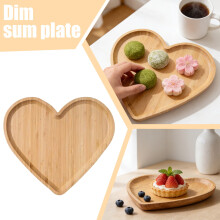 Assiette à dessert en bois en forme de cœur, noyer naturel, 1 pièce