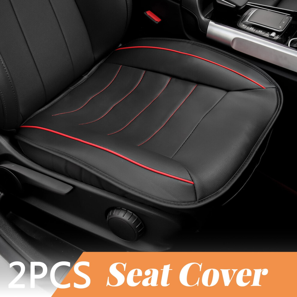 2 Pcs Car Front Full Surround Seat Cover Breathable Pu Leather Pad Mat Chair Cushion 9170372255146
