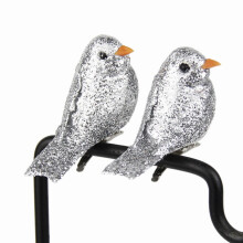 Christmas Decoration 12pcs Artificial Foam Birds Simulation Birds Home Craft Ornament Five Colors Silver