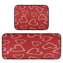 2-Piece Kitchen Rugs Set Non-Slip Mats Carpet Floor for Kitchen, Bathroom (19.7"x27.6" & 19.7"x47.2") Candy Cane-shaped Hearts Pattern